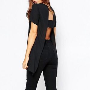 🔴 ASOS Longline Short-Sleeve Top with Open Back